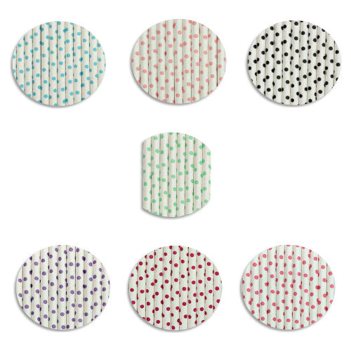 Popote Papel Decorado Rosa Dot Bco 12pz
