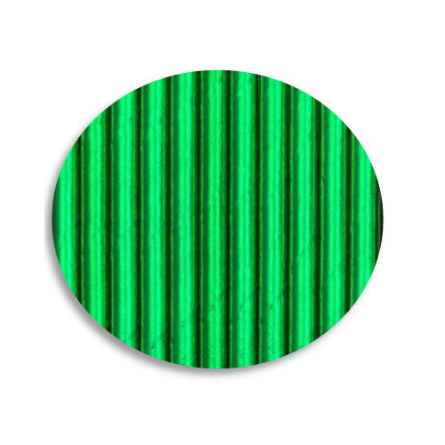 Popote Papel Decorado Verde Metalic 12pz