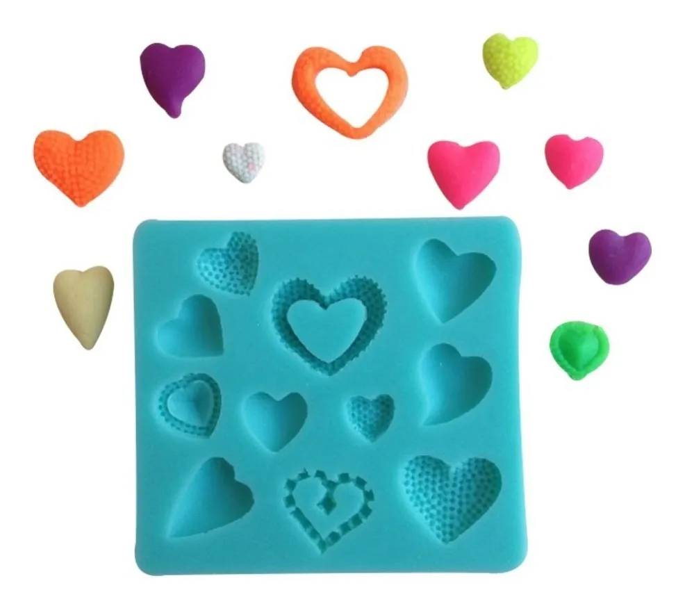 Molde de Silicon Corazones Cuadrados