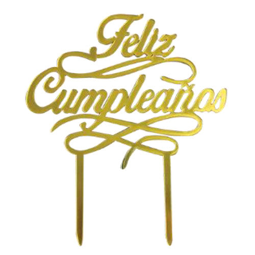 Decoracion Acrilico Feliz Cumpleaños Dorado Listo