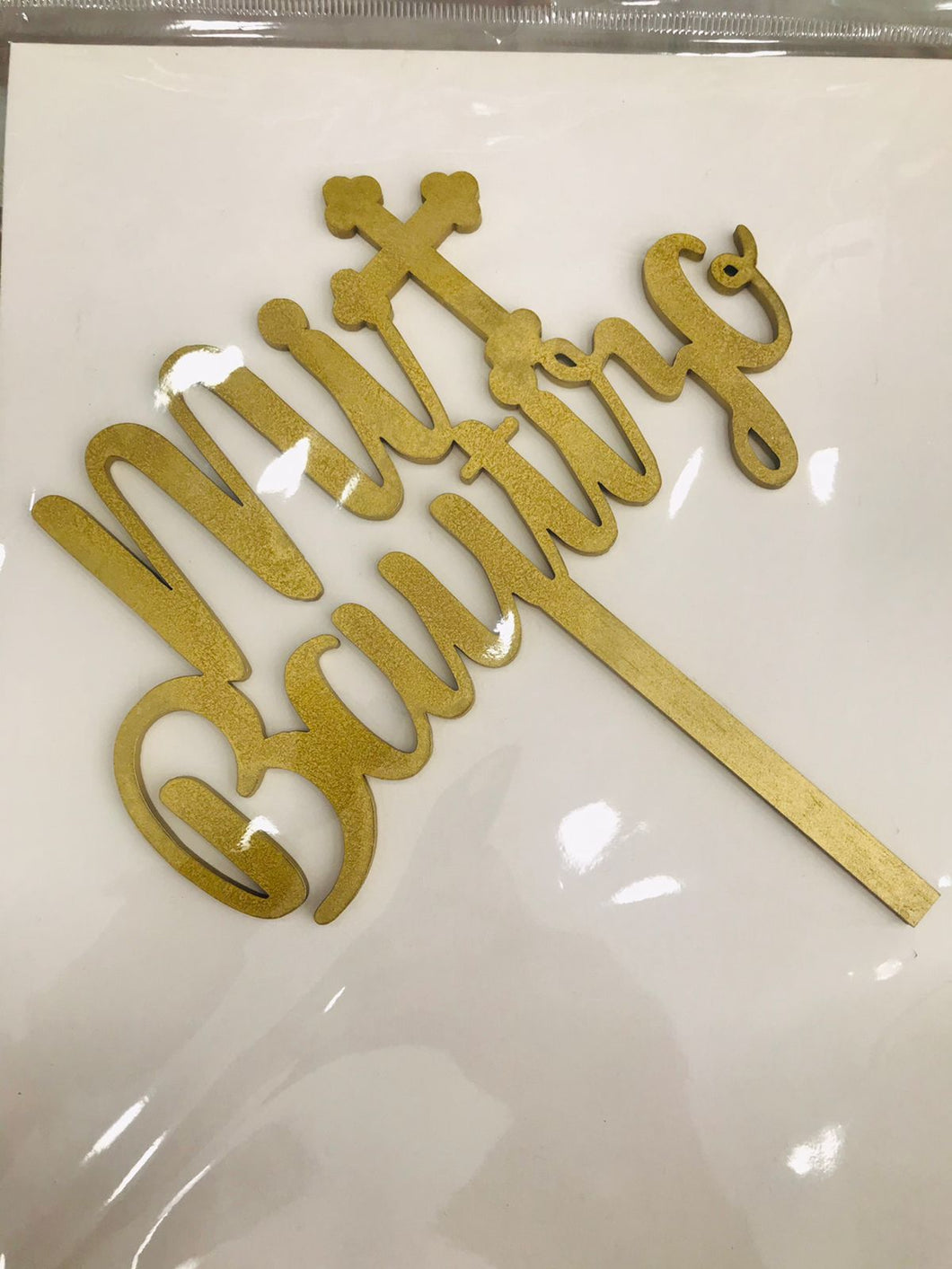 Cake Topper Dorado Mi Bautizo