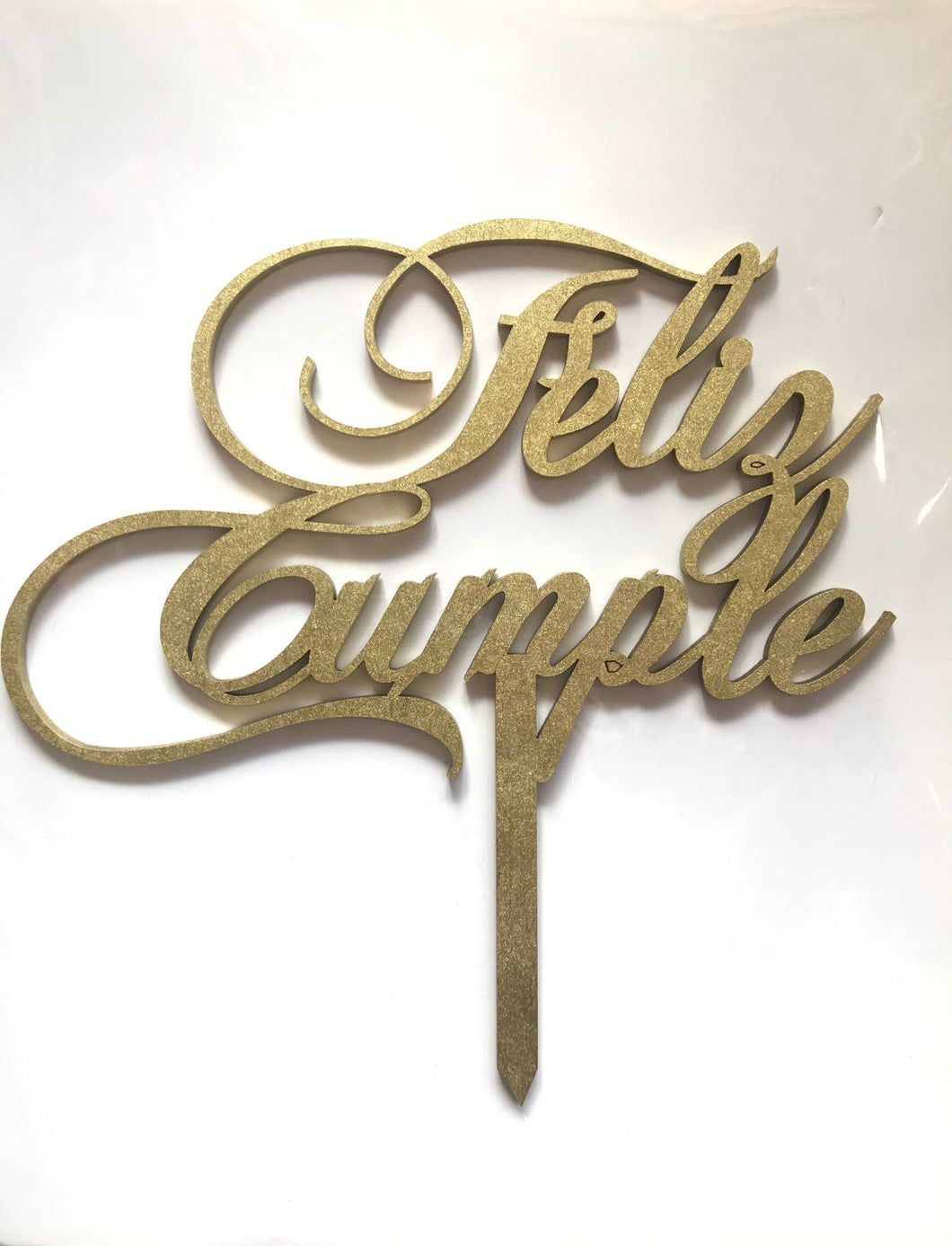 Cake Topper Dorado Feliz Cumple Cursiva