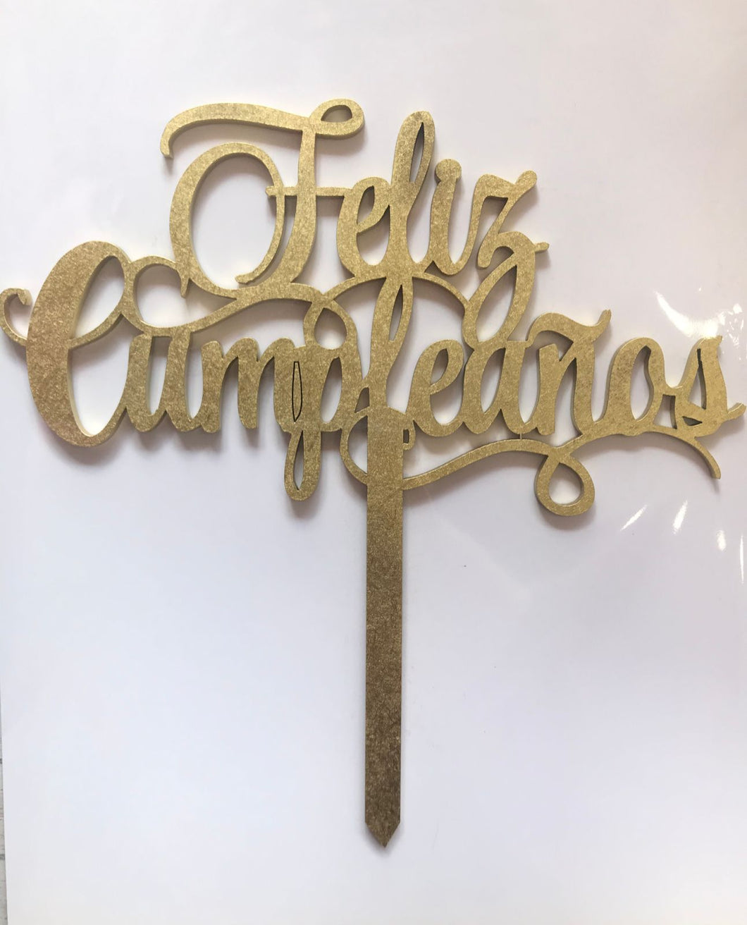 Cake Topper Dorado Feliz Cumpleanos Cursiva 2