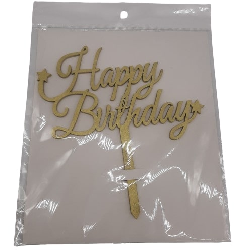 Cake Topper Dorado Happy Birthday Estrellita