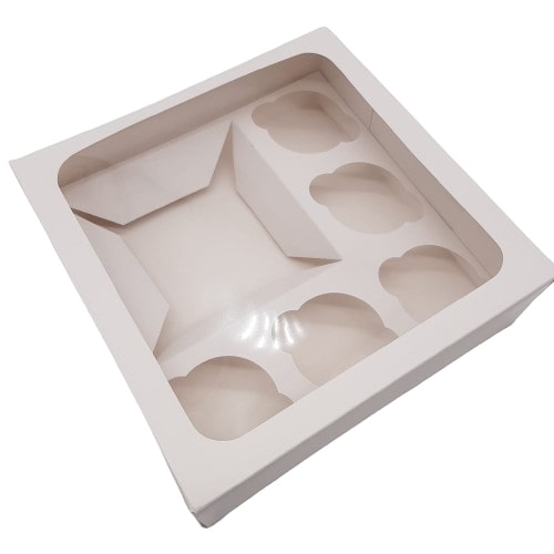 Caja Blanca 5 cupcakes y 1 Pastel