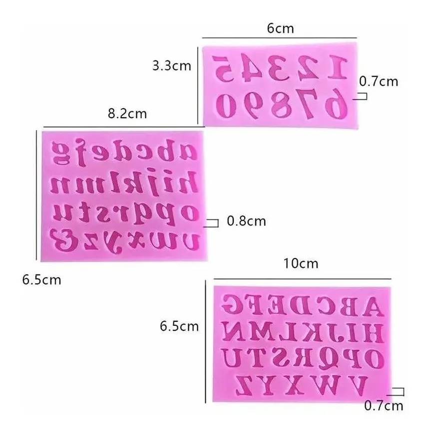 Molde Silicon Abecedario Mayusculas, Minusculas y Numeros