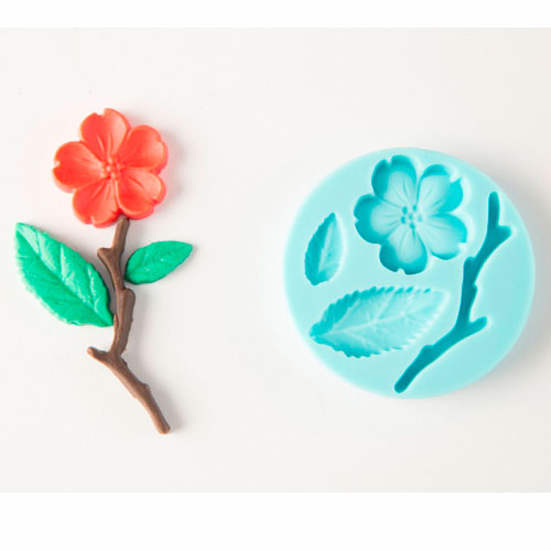 Molde de Silicon Flor con Tallo y Hoja
