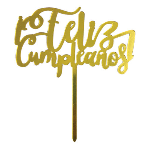 Decoracion Acrilico Feliz Cumpleaños Dorado