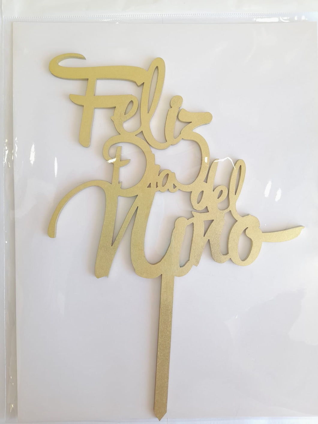 Cake Topper Dorado Feliz Dia Del Nino