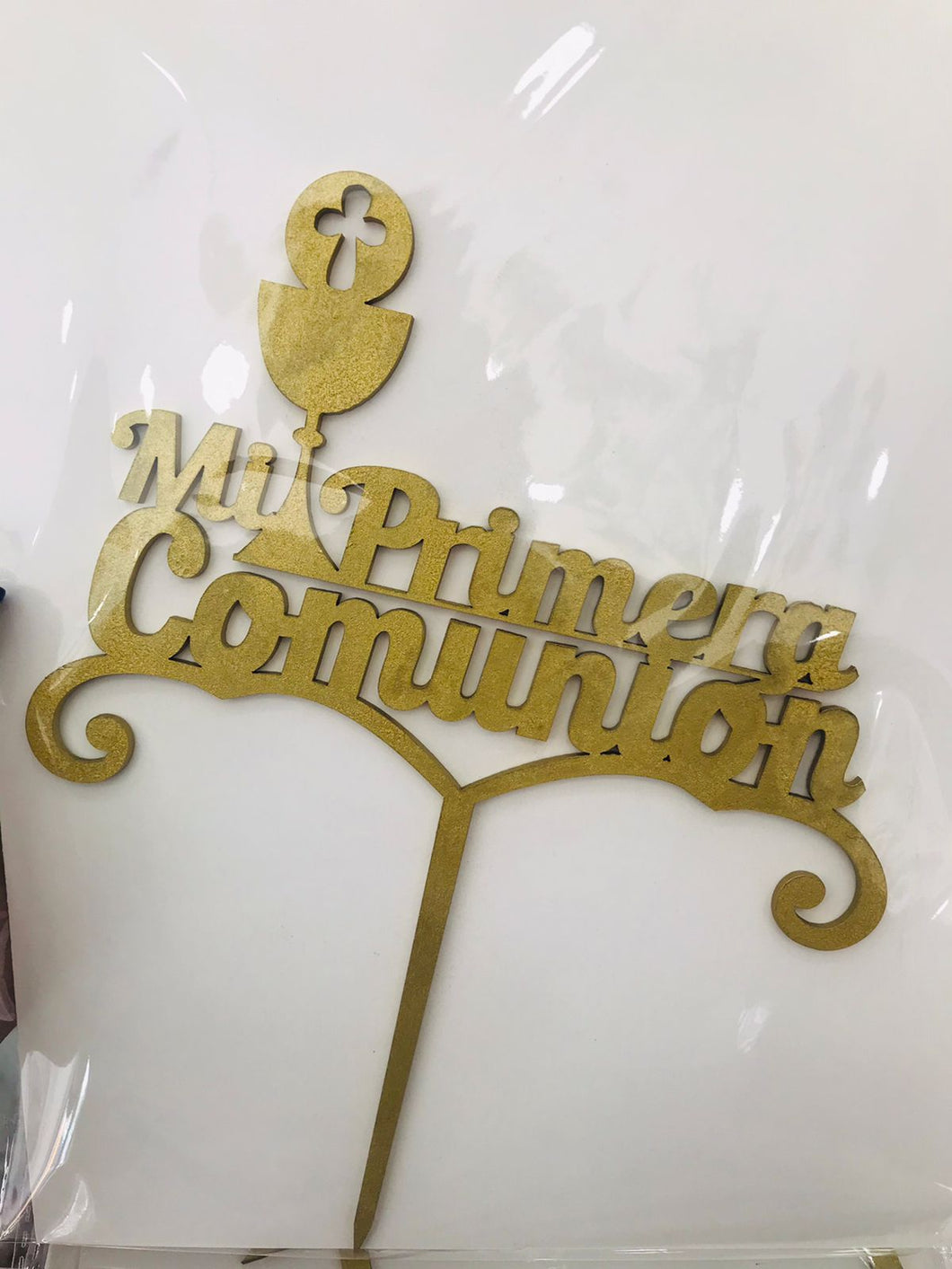 Cake Topper Dorado Mi Primera Comunion Copa