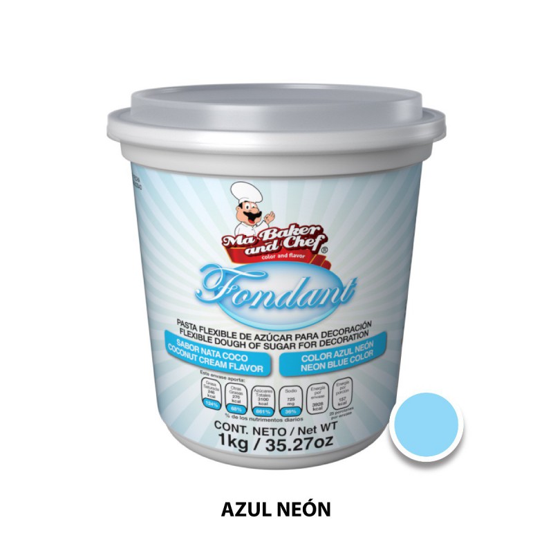 Fondant Azul Neon Sabor Nata Coco 1 kg