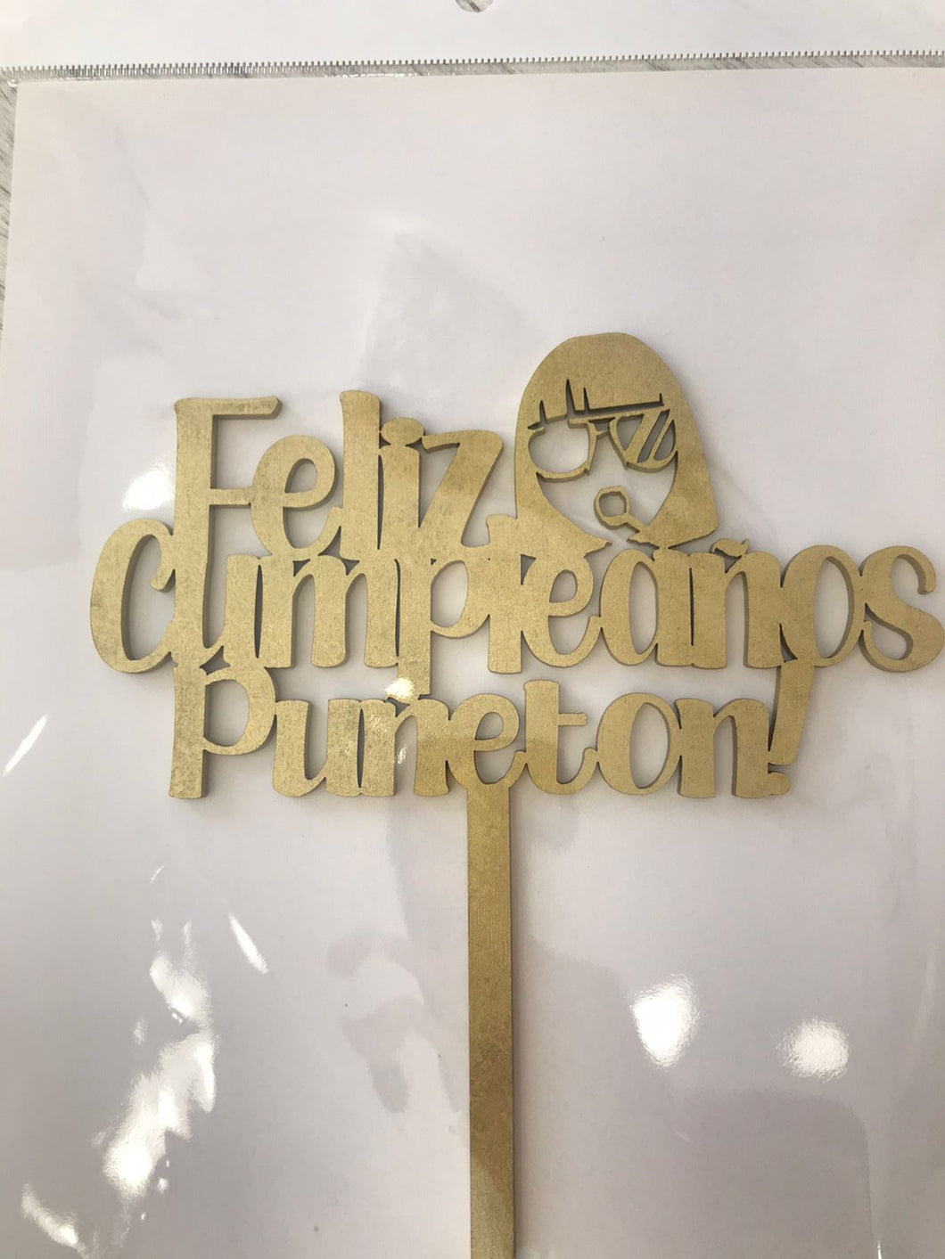 Cake Topper Dorado Feliz Cumpleanos Punetos