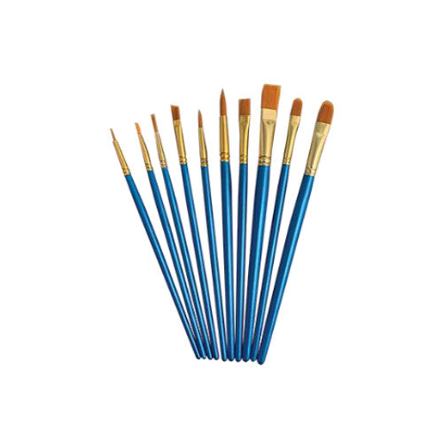 Juego Pincel Mango Madera Azul 18cm 10 pz
